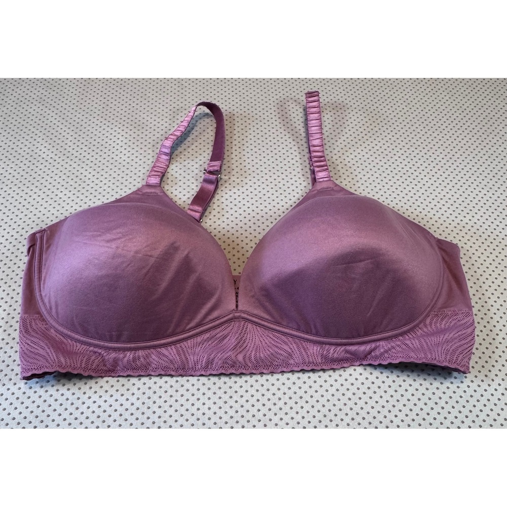 Vanity Fair Beyond Comfort Wireless Bra 40D Plum Purple Lace Trim 77164